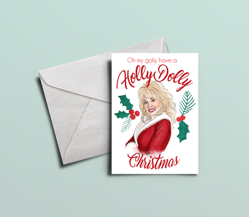 Holly Dolly Christmas Card